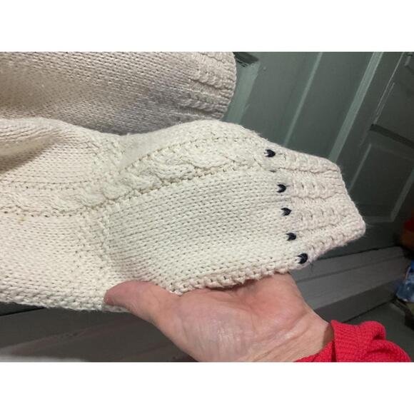 Vintage Country Suburbans Hand Knit Wool Blend Sweater /Blue Floral Pattern M - Picture 9 of 9